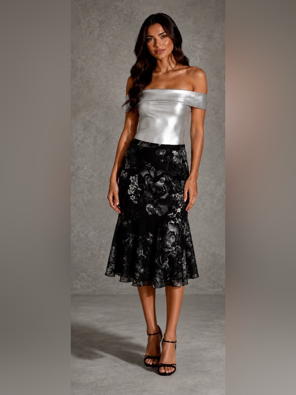 FUZZI DRESS SKIRT DEEP PURPLE W/FLOWERS COLOR GAULTIER STYLE SIZE L ITALY